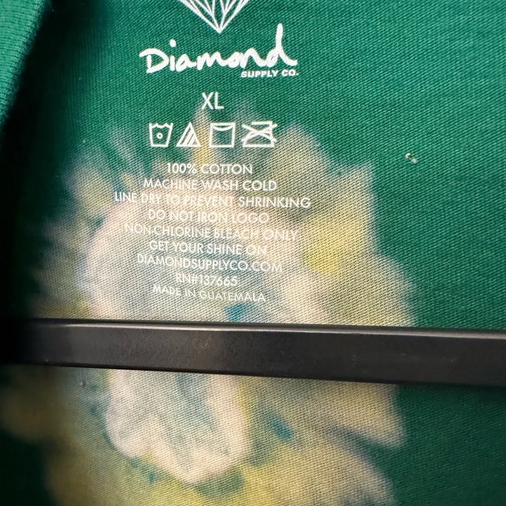 XL - Tie Dye Flowers - Diamond Supply Co. Speed Logo Green Long Sleeve Shirt - Picture 3 of 6
